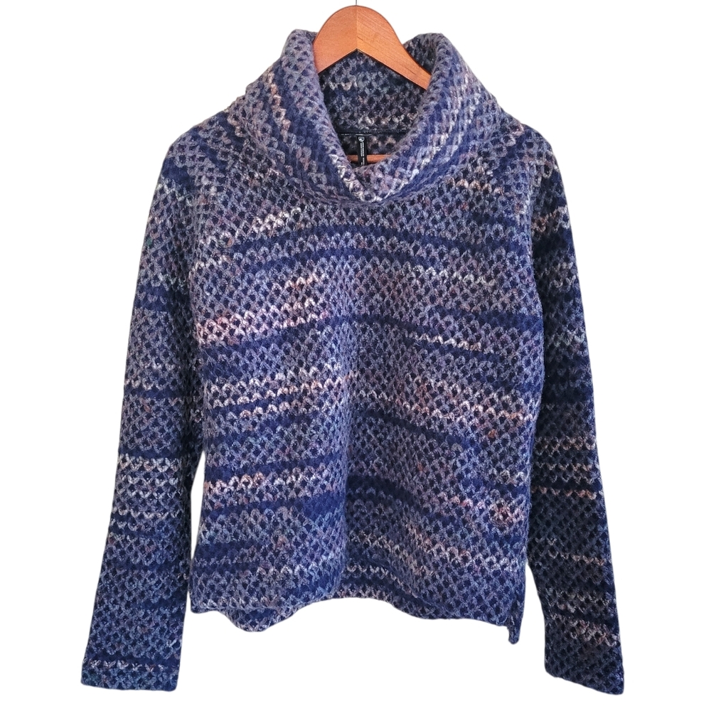 Kuhl Cowl Neck Chunky Knit Pullover Sweater Blue Purple Womens Medium
